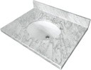 Kingston Brass KVPB3022M38 Fauceture Templeton Vanity with Tops with 17" x 14" Undermount Sink, 30" L x 22" W x 12-1/4" D, Carrara Marble White