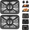 Air Fryer Grill Pan for Ninja Foodi DZ401 DZ550 10QT DualZone Air Fryers, Replacement Air Fryer Crisper Plate Grill Plate Tray Accessories with Rubber Bumpers, Dishwasher Safe