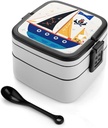 Bento Box Stackable Lunch Box with 2 Compartments Leak-Proof Food Storage Containers Nautical Sailing Pirate Bento Lunch Box for Adults Lunch Containers with Utensil Set
