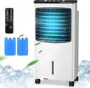 GOFLAME Evaporative Air Cooler with Fan & Humidifier, Portable Bladeless Quiet Electric Fan with Remote Control, Timer and 8 Liter Ice Water Tank for Home, Office (29" H)