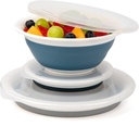 Progressive Prepworks Thinstore Collapsible Prep/Storage Bowls with Lids - Set of 3, Dark Pastels