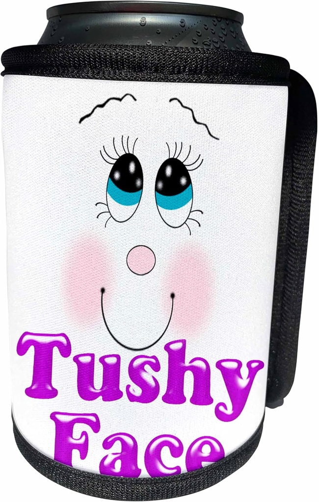 Can Cooler Bottle Wrap - Cute and Funny Tushy Face Design Funny and Humorous Designs