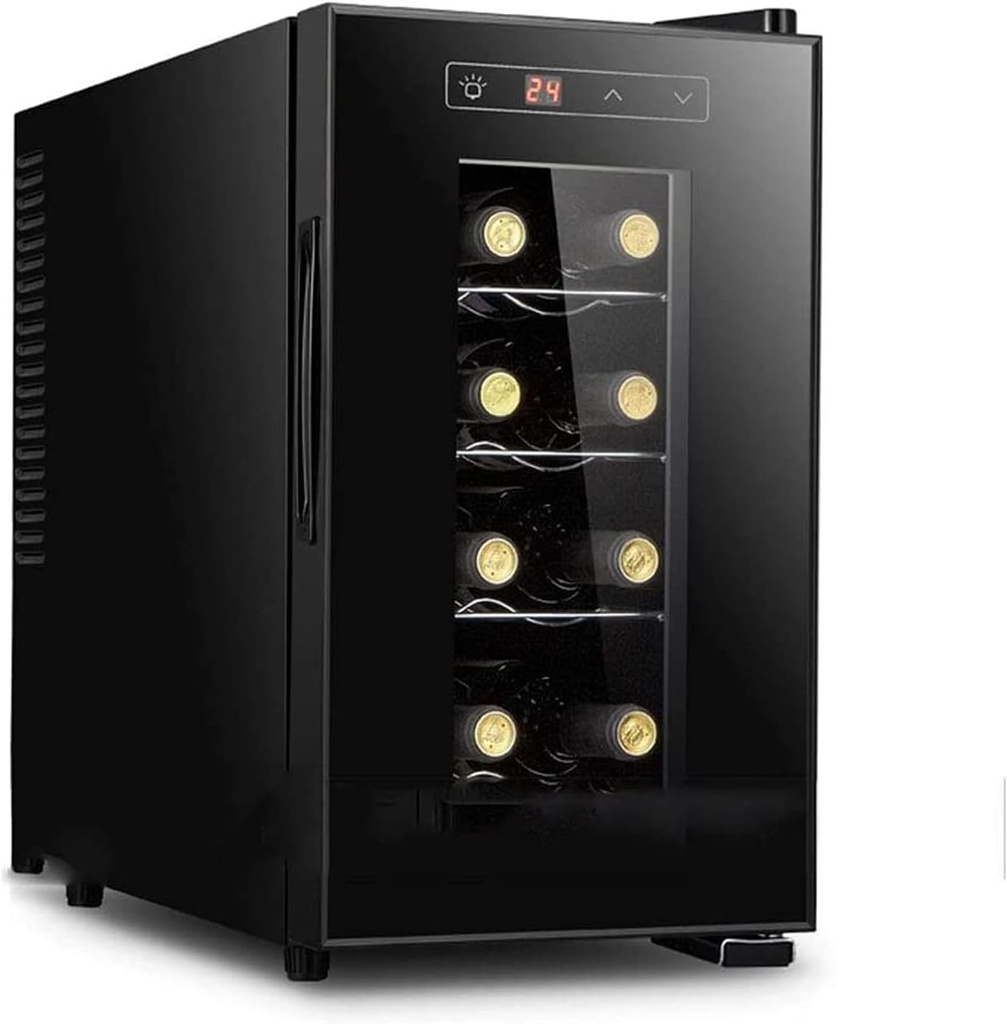 Wine Cabinet Refrigerator Black Freestanding Countertop Wine Cellar Cooler,8 Bottle Cooler Refrigerator with Lock Digital Temperature Control with Glass Door,Horiz