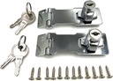 XMHF 2Pcs Keyed Hasp Locks 3 Inch Twist Knob Keyed Locking Hasp, Metal Safety Hasp Latches Keyed Different for Small Doors, Cabinets and Toolbox, Silver