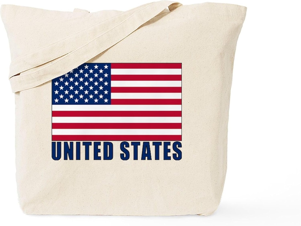 CafePress USA Flag Tote Bag Reusable Natural Beige Canvas Shopping Bag