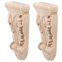 Artibetter 2pcs Wood Corbels Decorative Corner Moulding Trim Wooden Appliques for Furniture Home Boho Wall Decor with Classical Carved Design