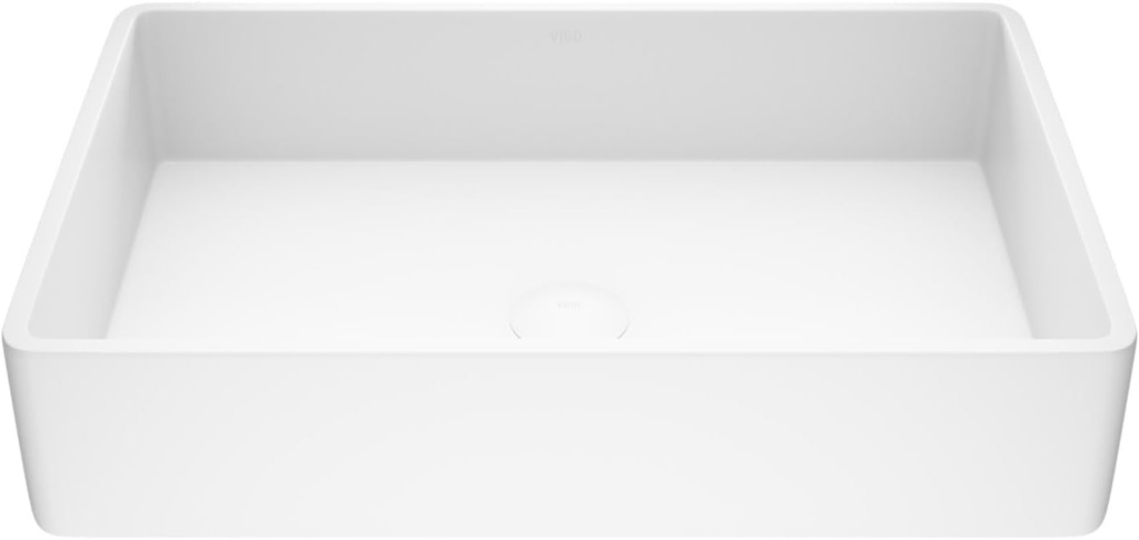 VIGO Magnolia 21"L x 14"W x 5"H Over the Counter Matte Stone Rectangular Vessel Bathroom Sink in White -VG04010