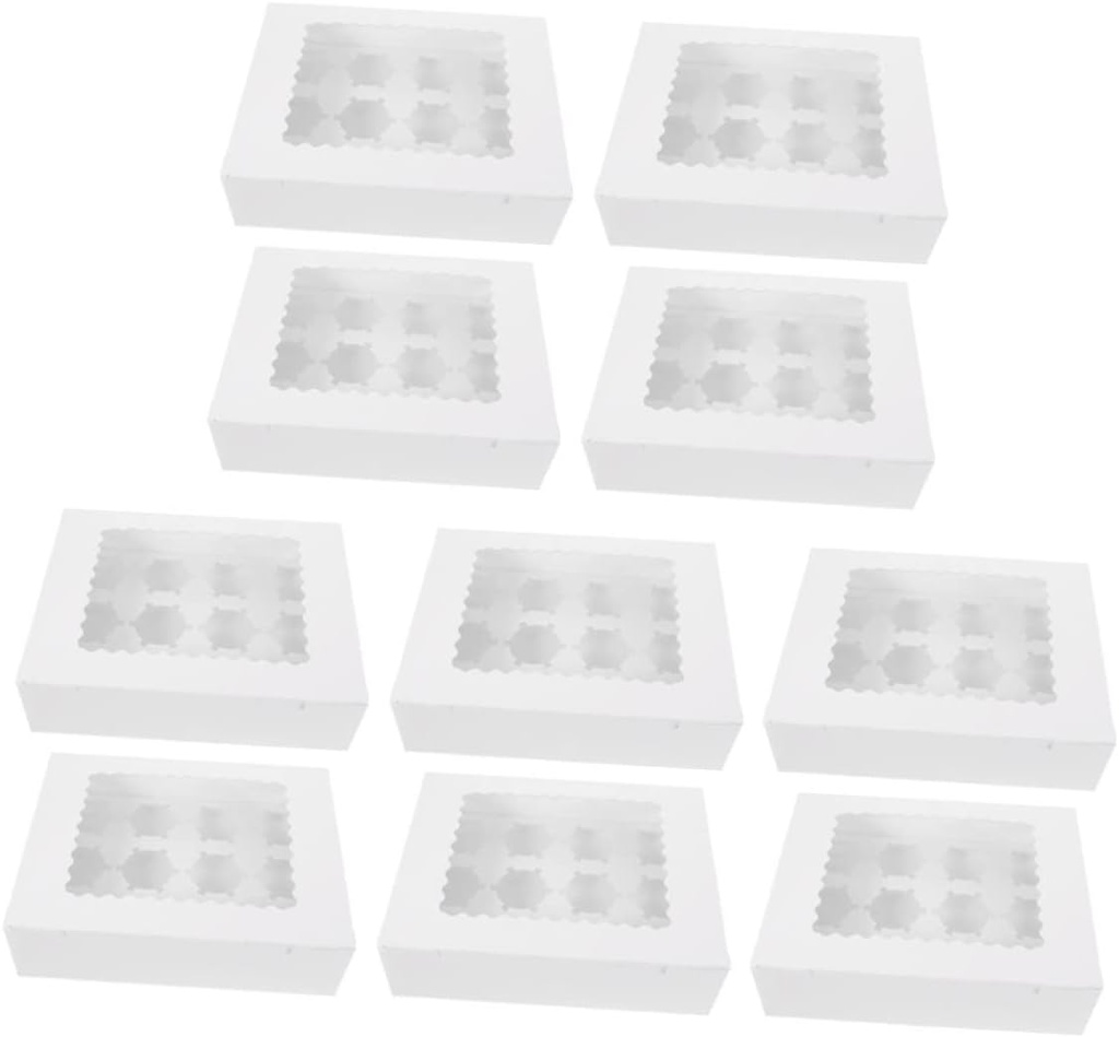 Cabilock 10pcs Pastry Box Window Cupcake Carrier for Muffins and Tarts for Desserts and Firm Hold for and Parties
