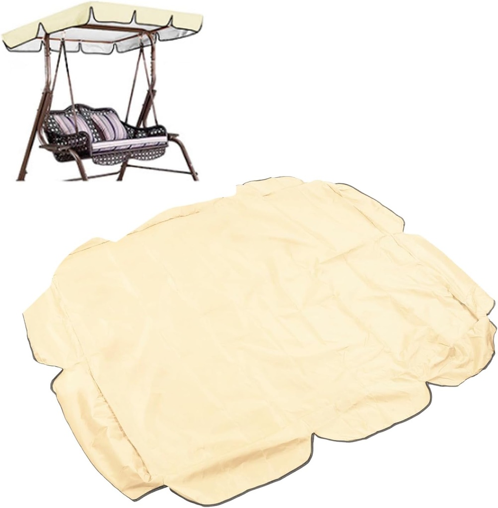 Hapivida Swing Chair Canopy Replacement, 56 x 47 x 7 in 210D Oxford Fabric Outdoor Waterproof Patio Swing Canopy Replacement for Porch Patio Garden Seat Beige