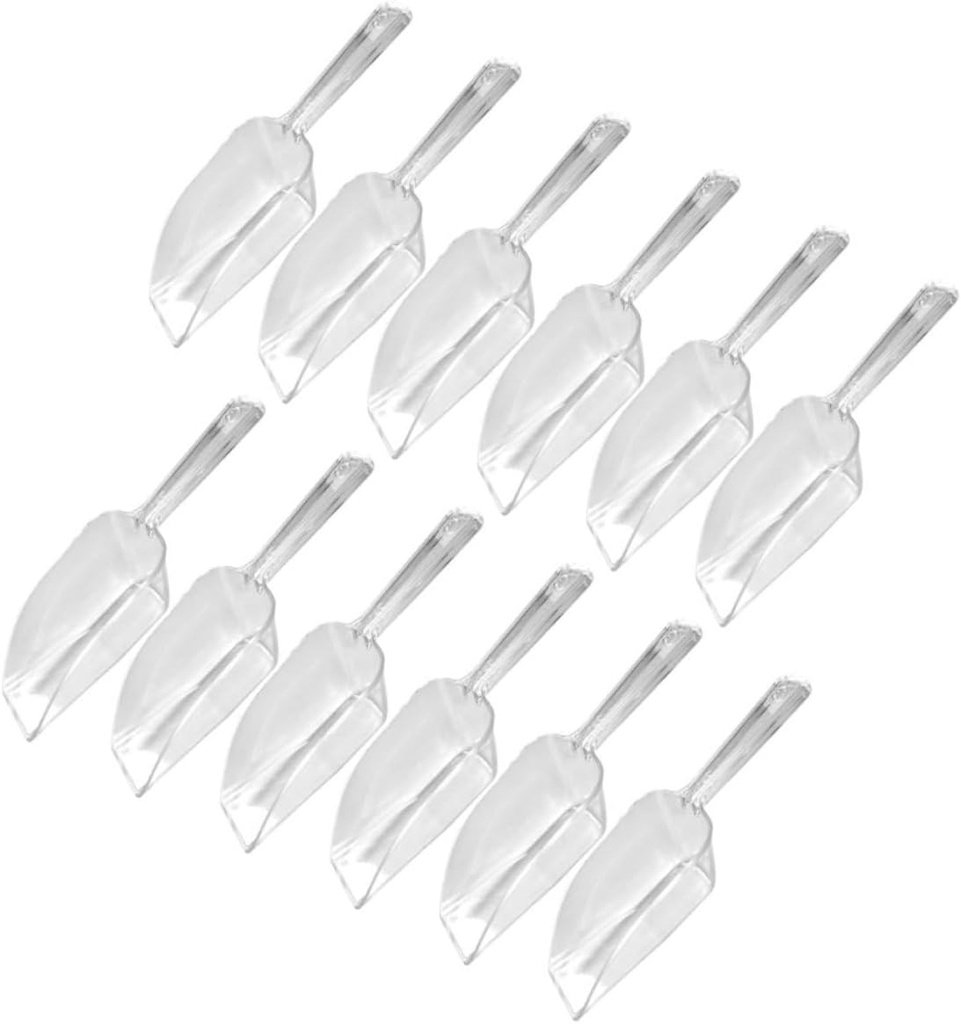 PRETYZOOM 12pcs Ice Cube Shovel Plastic Grain Scoop for Flour Candy Nuts Beans Cereal Kitchen Accessory