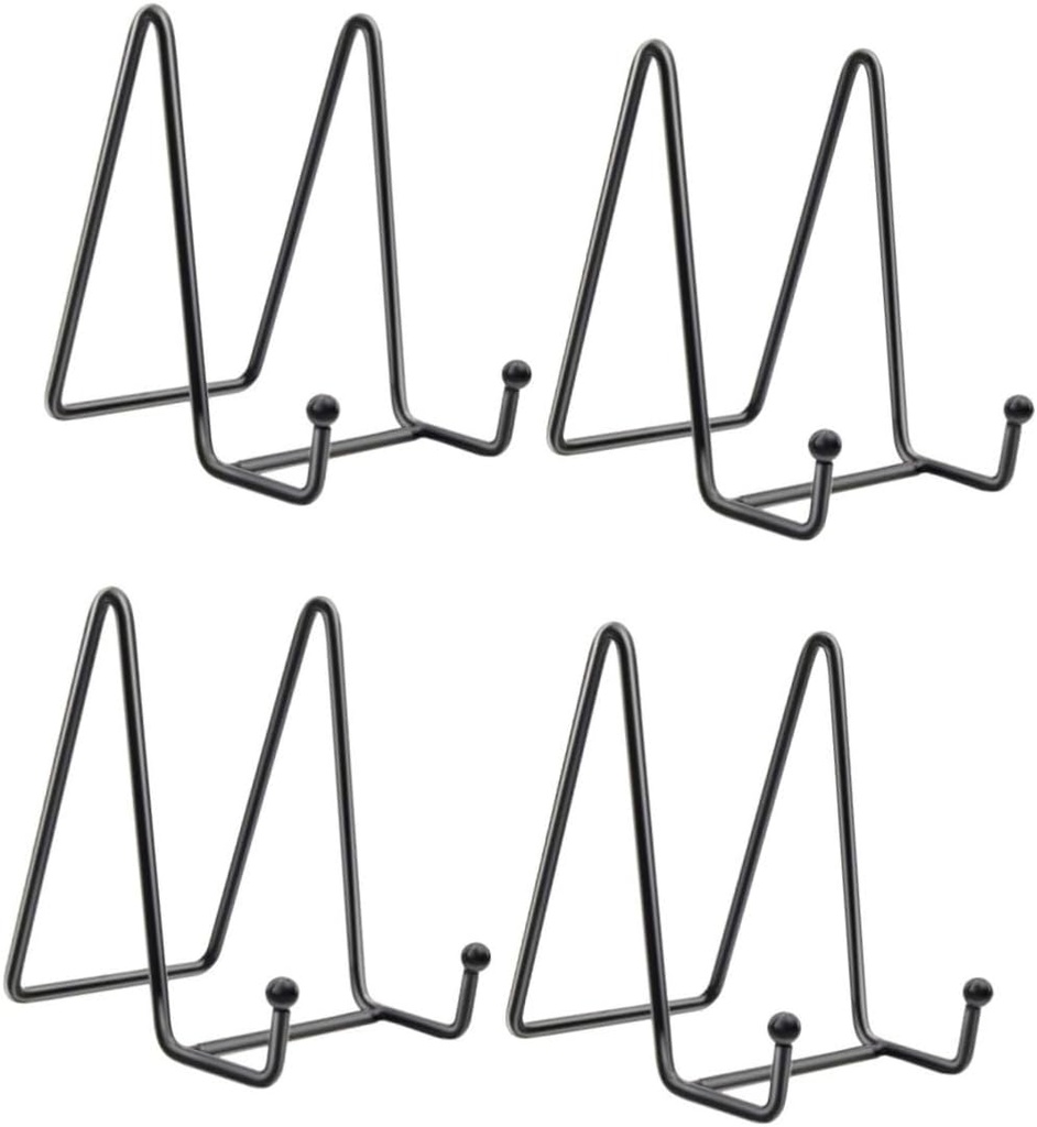 PRETYZOOM 4pcs Multifunctional Iron Plate Stand Display Rack for Desktop Pictures Elegant Minimalist Design for Decor Showcase Easel for Plates and Frames