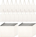 Silkfly 32 Pcs DIY Canvas Tote Bags Inner Pocket Reusable Bags Bulk Cosmetic Zipper Makeup Pouch for Gift(Beige)