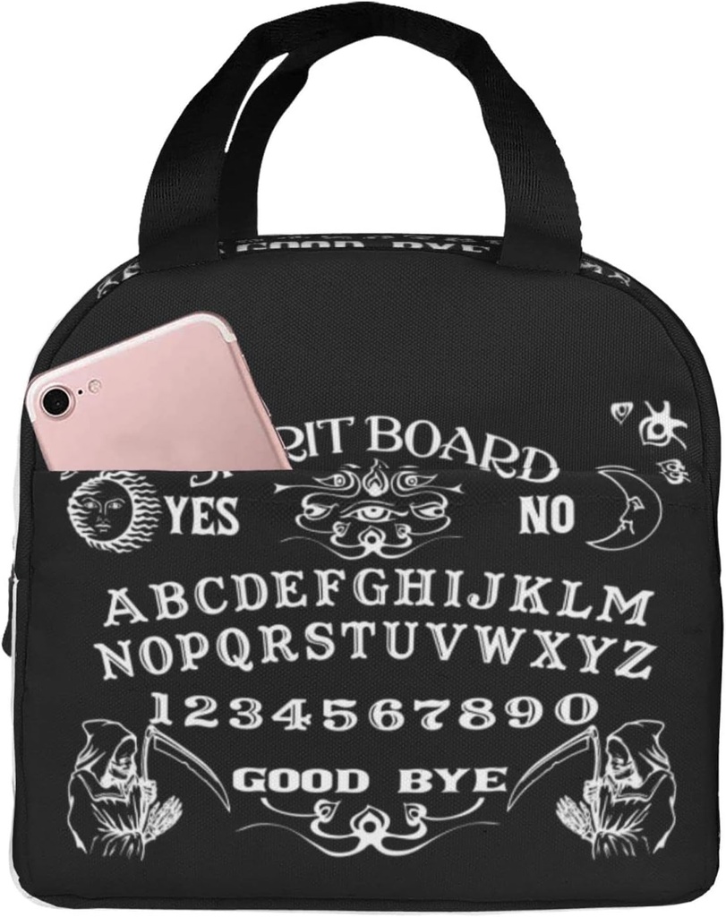 Vintage Skeleton Magic Ouija Spirit Board Black Reusable Insulated Lunch Bag For Women Men Waterproof Tote Lunch Box Thermal Cooler Lunch Tote Bag For Work Office Travel Picnic