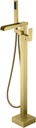 Freestanding Bathtub Faucet Waterfall Tub Filler Brushed Gold Floor Mount 304 stainless steel Single Handle Bathroom Faucets with Hand Shower