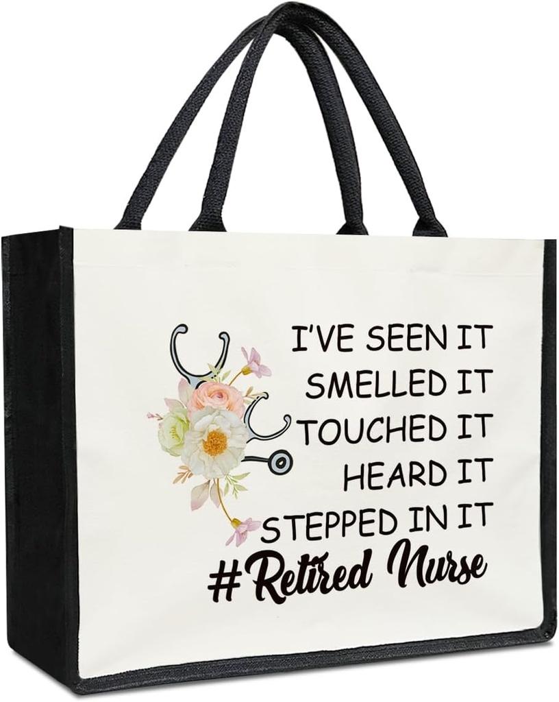 Nurse Retirement Gifts Canvas Tote Bag, Retirement Gifts for Women Retired Nurse RN Coworker Reusable Grocery Beach Shopping Bags -20