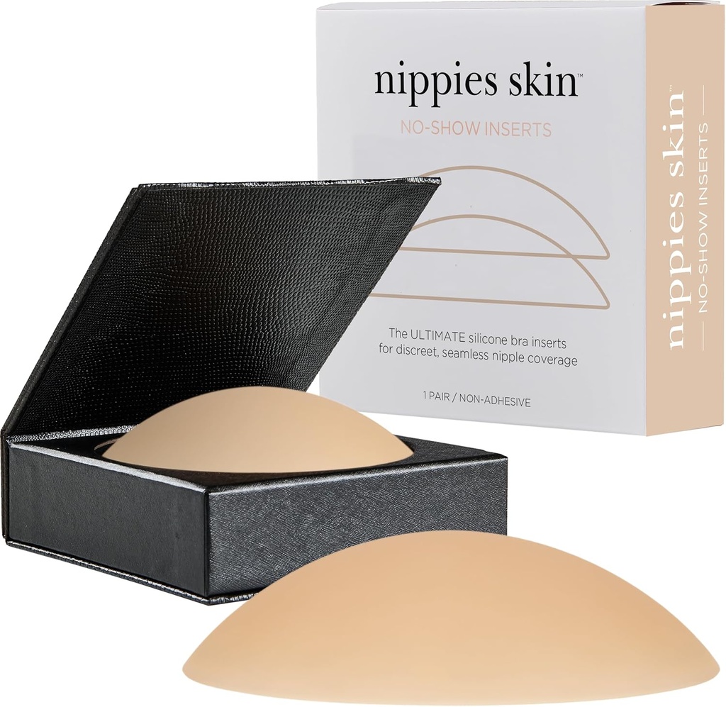 Nippies Non-Adhesive Bra Liner Nipple Covers for Women – Reusable Silicone No-Show Inserts with Travel Box