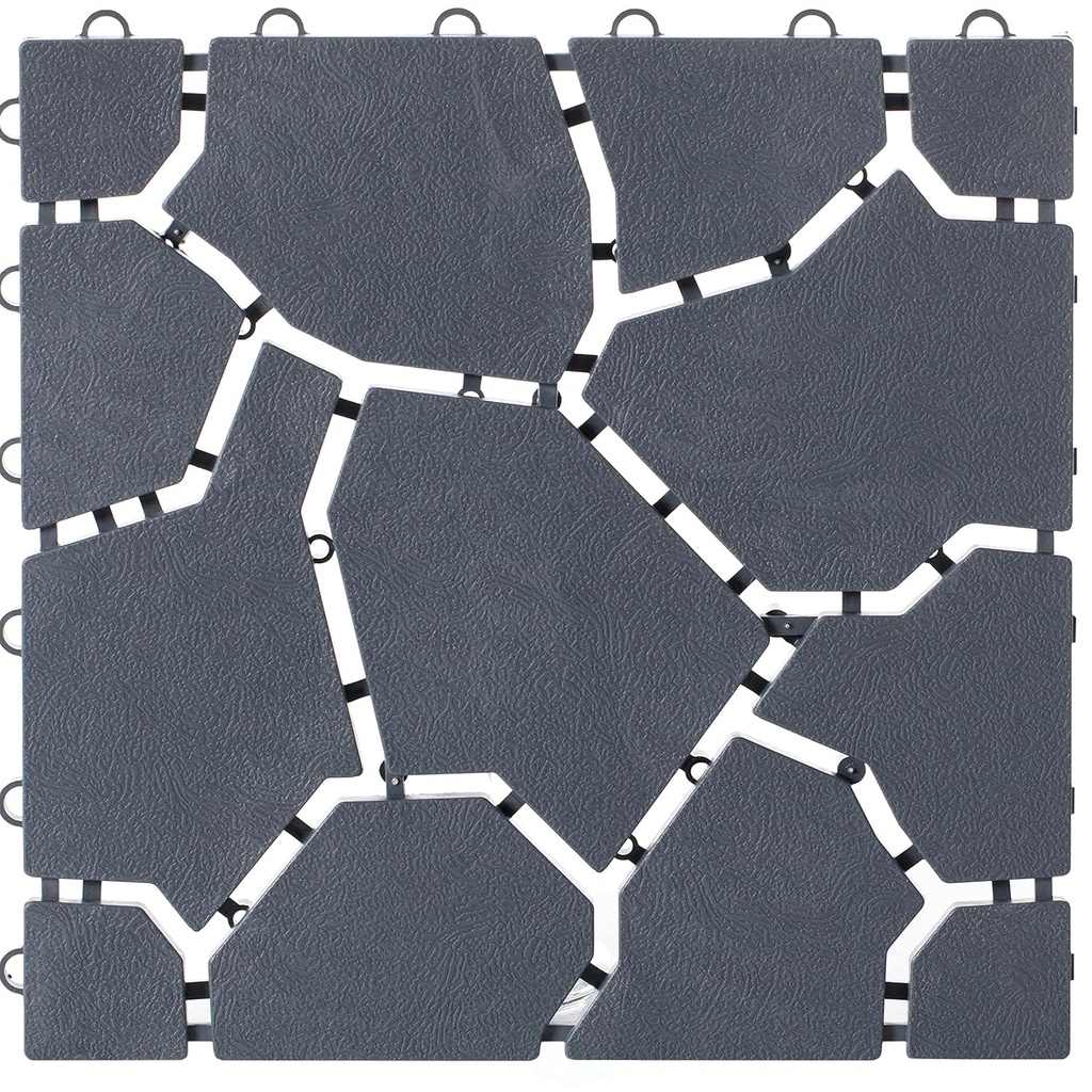 Gray Garden Path Track Interlocking Stone Look Design Pathway Tile Floor Paver, Pack of 4