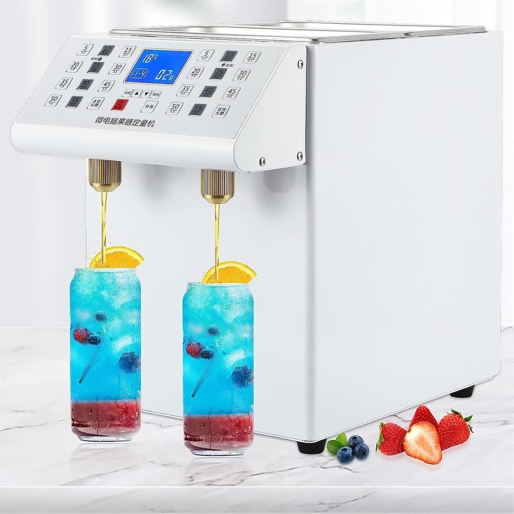 Automatic Fructose Dispenser Machine,10L Sugar Syrup Dispenser Machine with Dual Fructose Outlet,Commercial Syrup Dispenser Bubble Tea Equipment