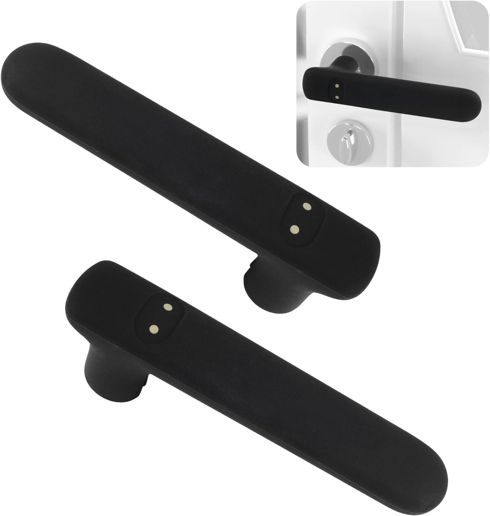 Door Handle Covers, 2Pcs Silicone Handle Gloves Cute Mask Design Safety Doors Knob Cover Anti-Static Knob Protector for Flat Square Door Levers (Black)