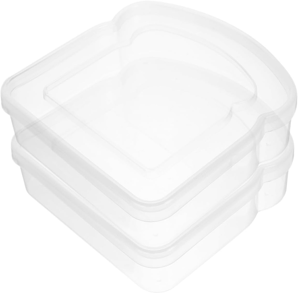 Healifty 2pcs Clear Reusable Sandwich Storage Box Portable Toast Container with Lid Compact Lightweight Material Bread Holder for Outdoor and Kitchen Use