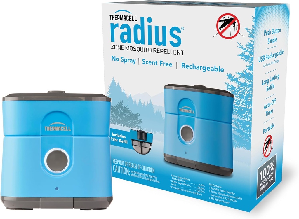 Thermacell Patio Shield Mosquito Repellent E-Series Rechargeable Repeller; 10’ Mosquito Protection Zone; Includes 12-Hour Repellent Refill; No Spray, Flame or Scent; Bug Spray Alternative