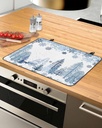 Winter Countertop Burners Protection Mats for Kitchen, Deer Christmas Snowflakes Trees Blue Rubber Stove Top Cover Mat, Heat Proof Mats Cooktop Cover for Counter Dish Drying Mat, 28.5"x20.5"