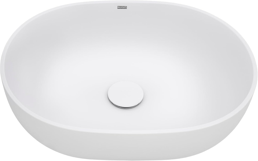 Ruvati 19-inch Matte White epiStone Solid Surface Modern Bathroom Vessel Sink - RVB2119WH
