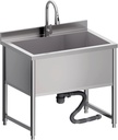 Stainless Steel Commercial Restaurant Sink, Freestanding Large Commercial Sink with Pull-out Faucet for Kitchen Dishwashing, Thawing, Pet Cleaning, Laundry Room, 35 Gallon, 23.6"D x 33.5"W x 36.8"H