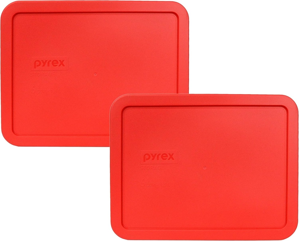 Pyrex 7211-PC 6-Cup Red Food Storage Replacement Lid (2-Pack) - Made in USA