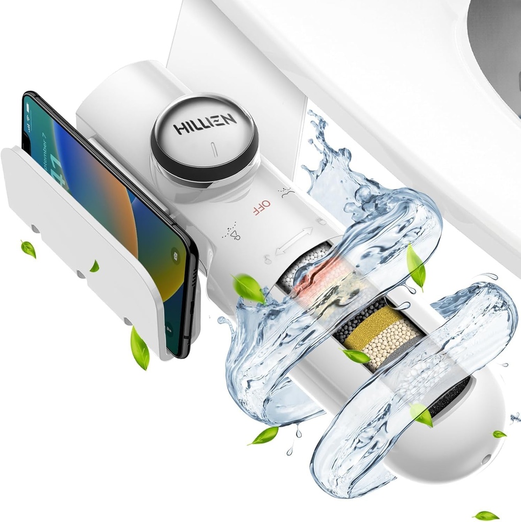 Ultra-Slim Bidet Attachment for Toilet with Filter, Chlorine-Free Fresh Water, pH balance, Non-Electric Bidet Toilet Seat Attachment with Pressure Controls, Dual Nozzles(Frontal/Rear),No Gaps No Leaks