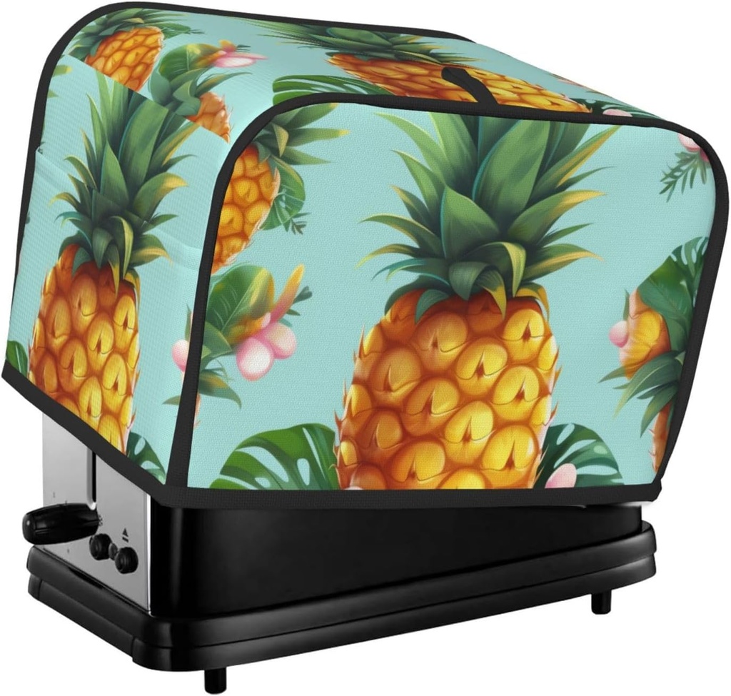 Tropical Pineapple 2 Slice Toaster Covers Dustproof Splash-Proof Bread Machine Cover Fingerprint Protectors Small Washable Kitchen Appliance Cover Universal Size