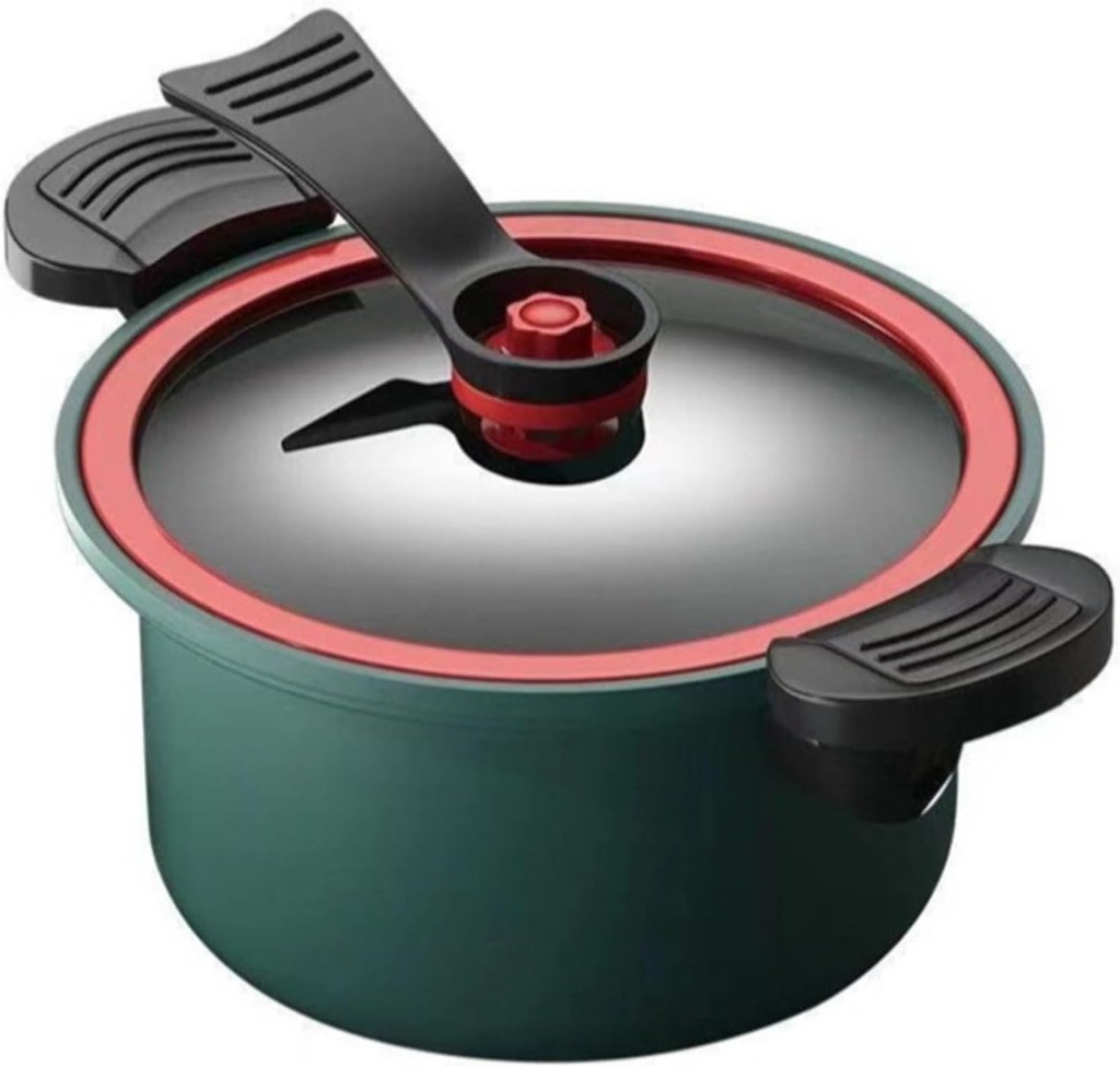 Pressure Soup Pot 3.5L Non-Stick Cooking Pot with Glass Lid and Steam Vent - Versatile Slow Cooker for Stews, Soups, and More