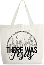Christian Canvas Tote Bag for Women, There Was Jesus Tote, Bible Verse Religious Gift Bag, Floral Library Book Bag, Faith Shoulder Bag Gifts for Women Friends Colleagues -29