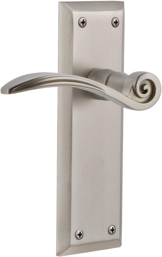 Nostalgic Warehouse New York Plate Single Dummy Swan Lever in Satin Nickel