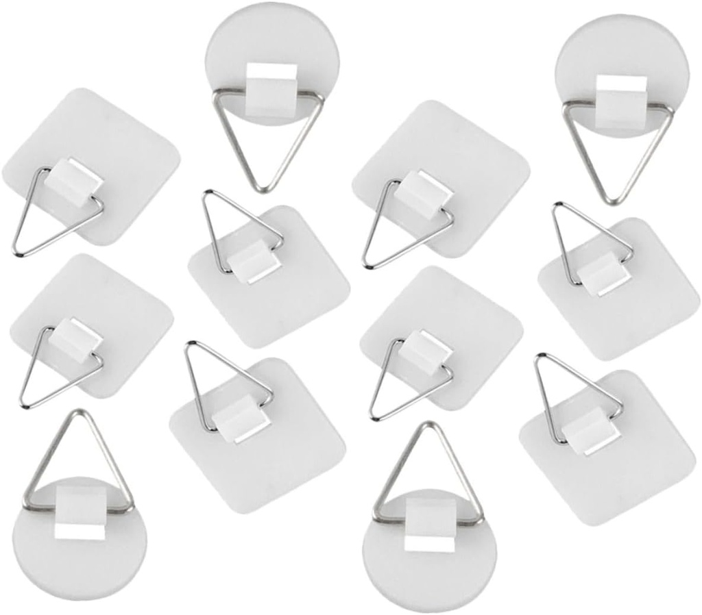 60pcs Adhesive Plate Holders for Wall Display No-Drill Sticky Picture Frame Hooks for Decorative Plates and Art Includes Shapes