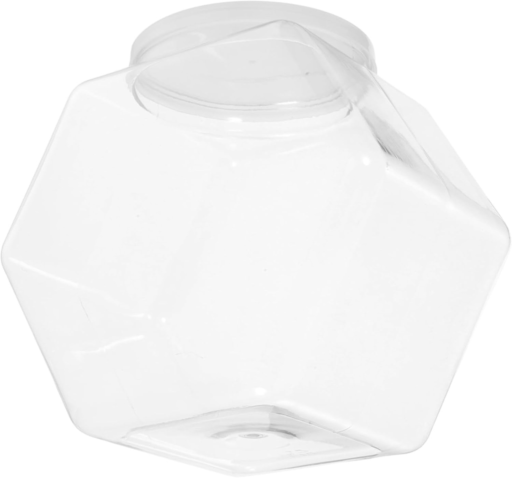 Hexagonal Clear Cookie Jar with Lid Large Capacity Snack Storage Container Multipurpose Dry Food Organizer for Kitchen Pantry Office