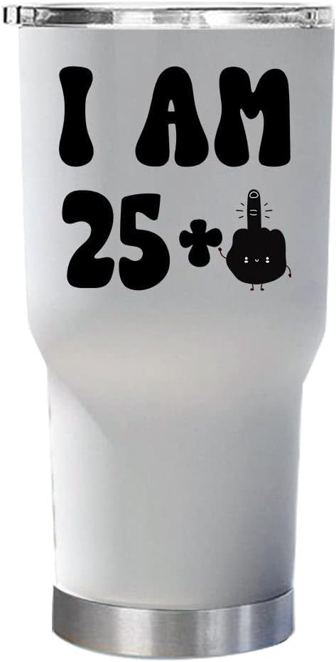 26 Birthday Tumbler 30oz With Lid Gift For Women - 25 Plus One Middle Finger Funny Tumblers Mug - 26th Bday Coffe Cup Stainless Steel - I Turn 26 Year Old Cute Men Tumbler Chritmas