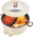 7L Hot Pot Electric with Divider, 2000W Rapid Heating Non-Stick Electric Pot, Dual Power Control (Separate Settings per Side), Easy-clean Ramen Cooker, Perfect for Family Dinners &Parties