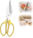 Multifunctional Heavy-Duty Kitchen Shears, Heavy Duty Kitchen Scissors for Food with Ergonomic Handle, Stainless Steel Poultry Shears Culinary Scissors for Chicken Meat Seafood Bone Cutting (Gold)