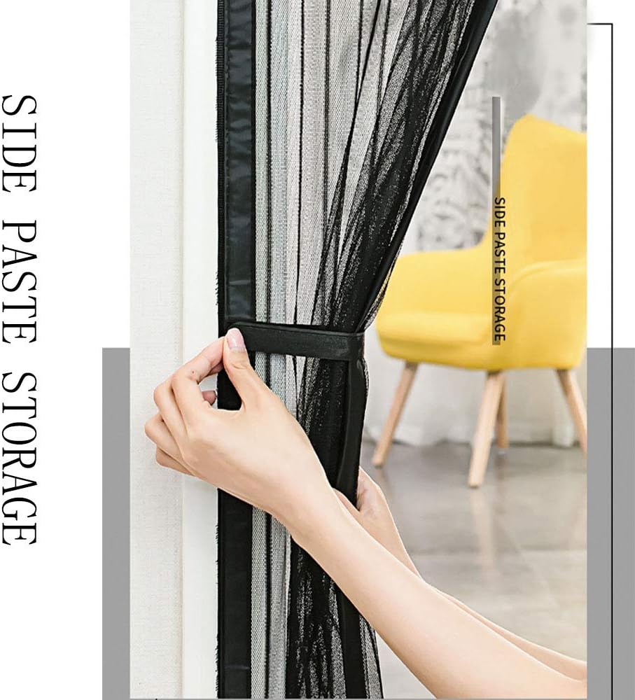 Magnetic Screen Door, Fly Insect Magnetic Screen Door Mosquito Net Automatically Shut Hands Free Keep Bugs Out Let Fresh Air in, Top-to-Bottom Seal No Mosquitos Fits Door Up to 38" x 83"(95x210CM)