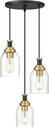 zeyu 3-Light Pendant Light Fixture, Modern Cluster Pendant Lighting, Hanging Light Fixture for Kitchen Island, Clear Glass Shade, Black and Gold Finish, ZG33-3 BK+BG