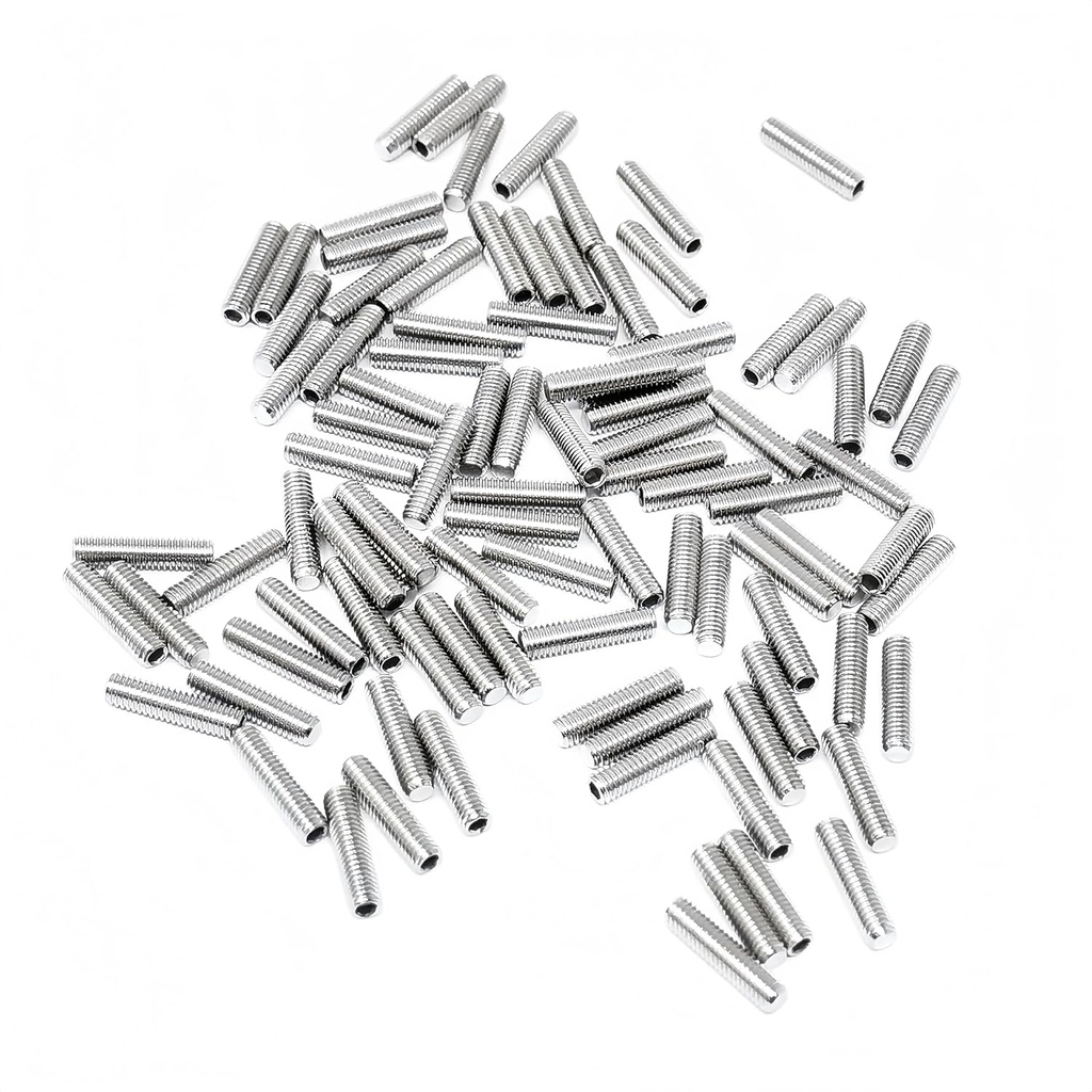 M3x16mm Hex Socket Set Grub Screws,Headless Cup Point,Flat Point Grub Bolt,304 Stainless Steel,Headless Concave End,Metric External Thread,for Towel Rack Door Knob,100 Pcs