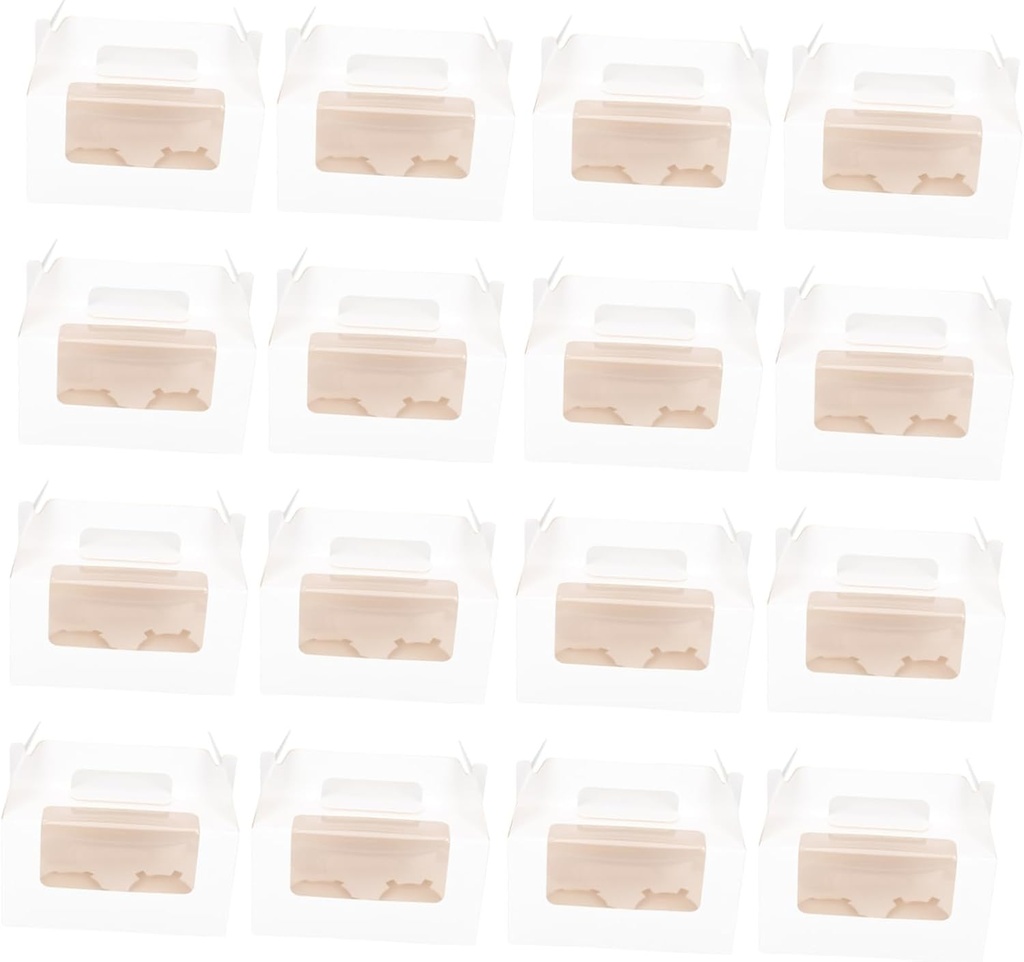 Mikinona Multi-use Cupcake Packaging Boxes 16pcs Window Egg Tart Boxes Muffin Cake for Baking Party Cake Shop