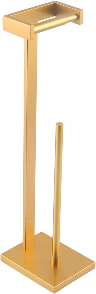 GERZWY Bath Free Standing Toilet Paper Holder Gold Stainless Steel Tissue Paper Roll Holder DZY005-BE