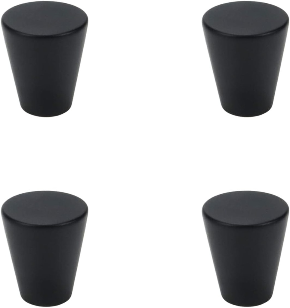 Aluminum Alloy Round Single Hole Small Knob Drawer Cabinet Tapered Knob 20mm/0.78"-Black 4 Pcs (Screw Included)