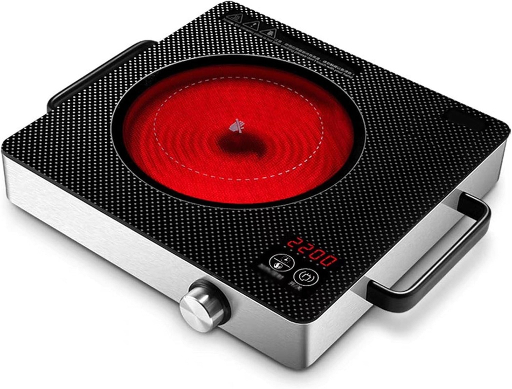 Electric Cooktop, Portable Cooktop 2200W Single Burner Electric Stove, Intelligent Electric Ceramic Stove, with Touch Control Timer for All Types of Pots, Compact Hob Camping Stoves