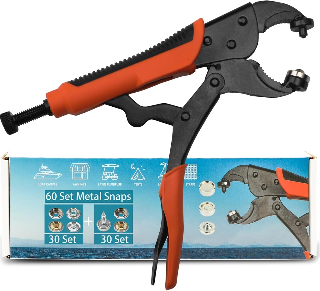 Coowolf Heavy Duty Snap Button Kit, Snap Fasteners Tool with 60 Set Installation or Repair Metal Snaps