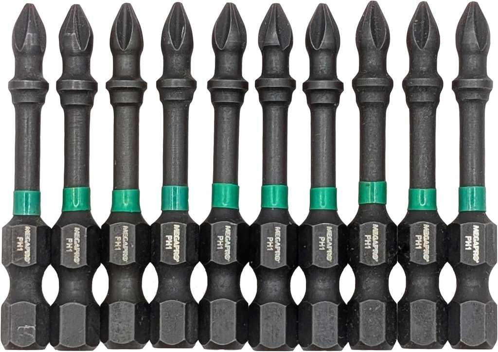 MEGAPRO Megaforce Impact Bits | Specially Modified S2 Steel | Magnetic Pickup | Black Oxide Finish (Refill Pack (Phillips #1))