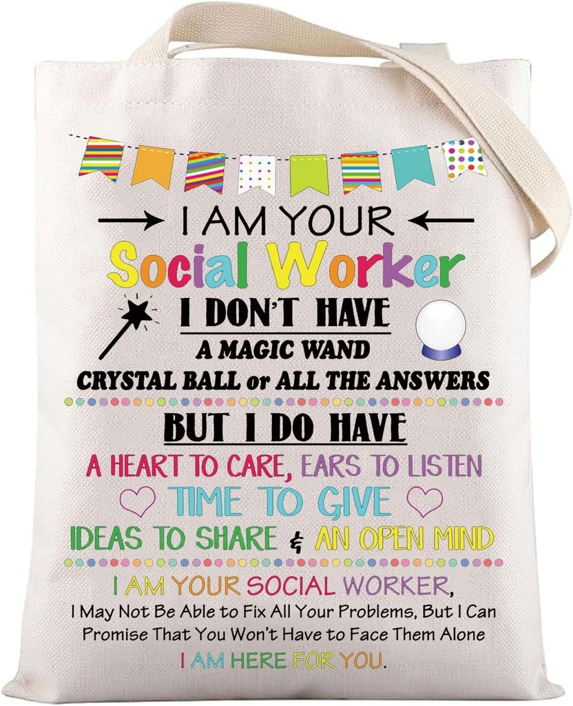LEVLO Social Worker Canvas Tote Bag Appreciation Gift For Social Workers Employee Volunteer Shopping Bag