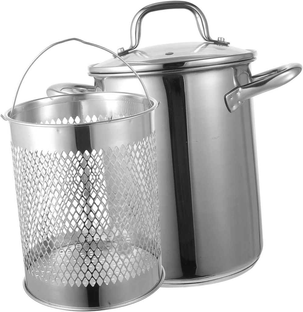 Stainless Steel Deep Fryer Pot with Non Stick Frying Basket for Home and Restaurant Use Suitable for Gas and Electric Stoves Oil Saving Design for Fried Chicken Fish Tempura and